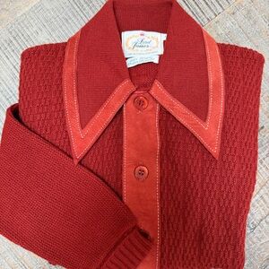 Vintage Lord James Suede trimmed Leisure Sweater